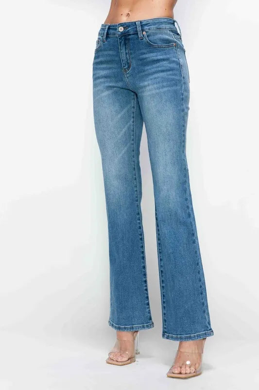 bytos Full Size Cat's Whiskers Mid Rise Bootcut Jeans - Alwesbo Fashion