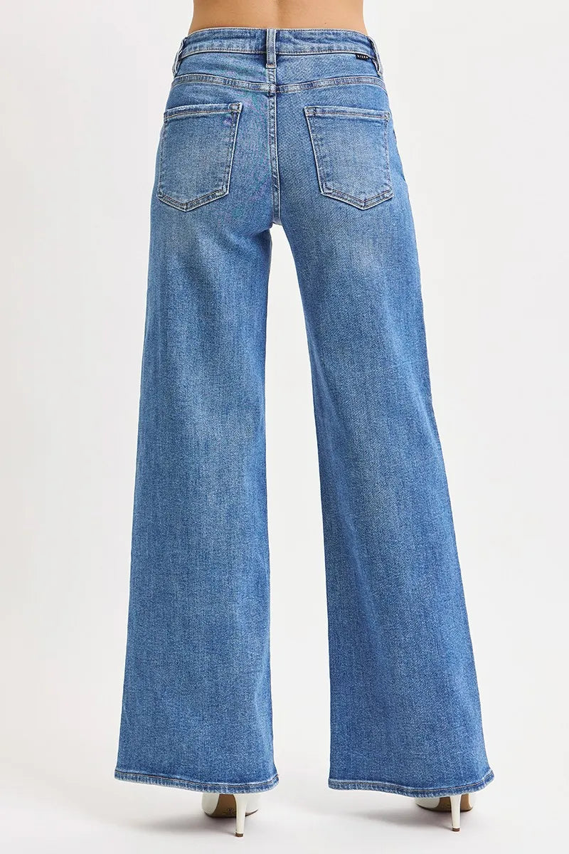 Flattering Plus Size High Waist Wide Leg Jeans - Alwesbo Fashion