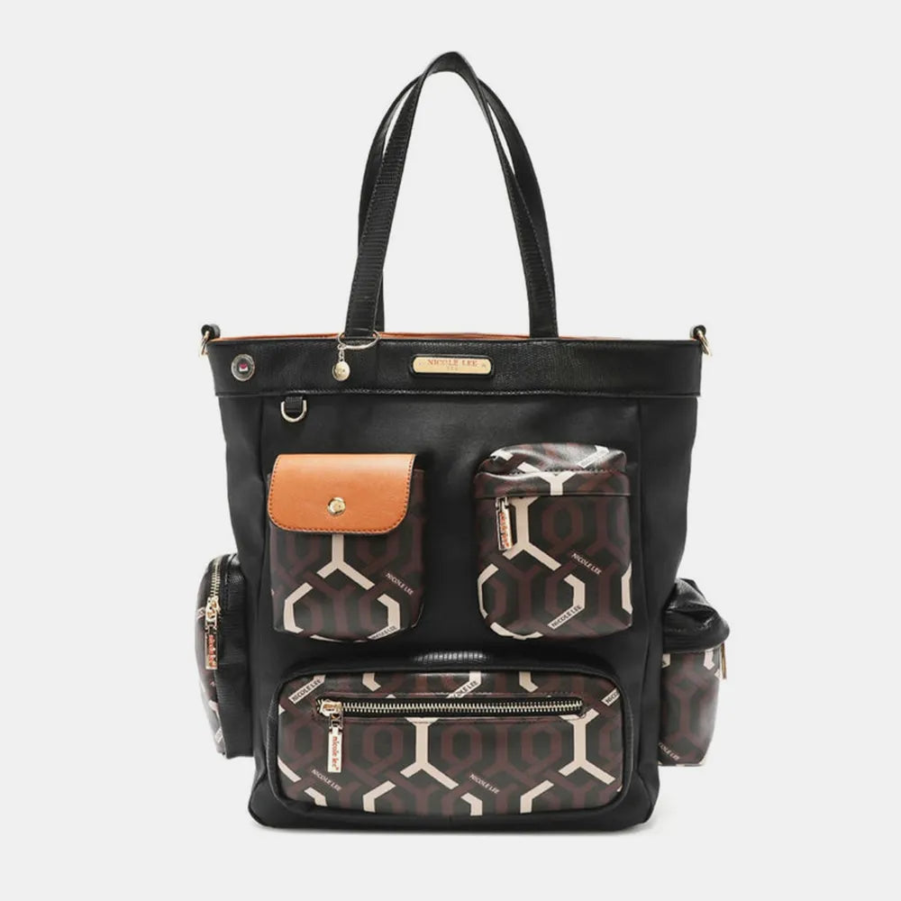 Nicole Lee USA Geometric Pattern Tote Bag - Alwesbo Fashion