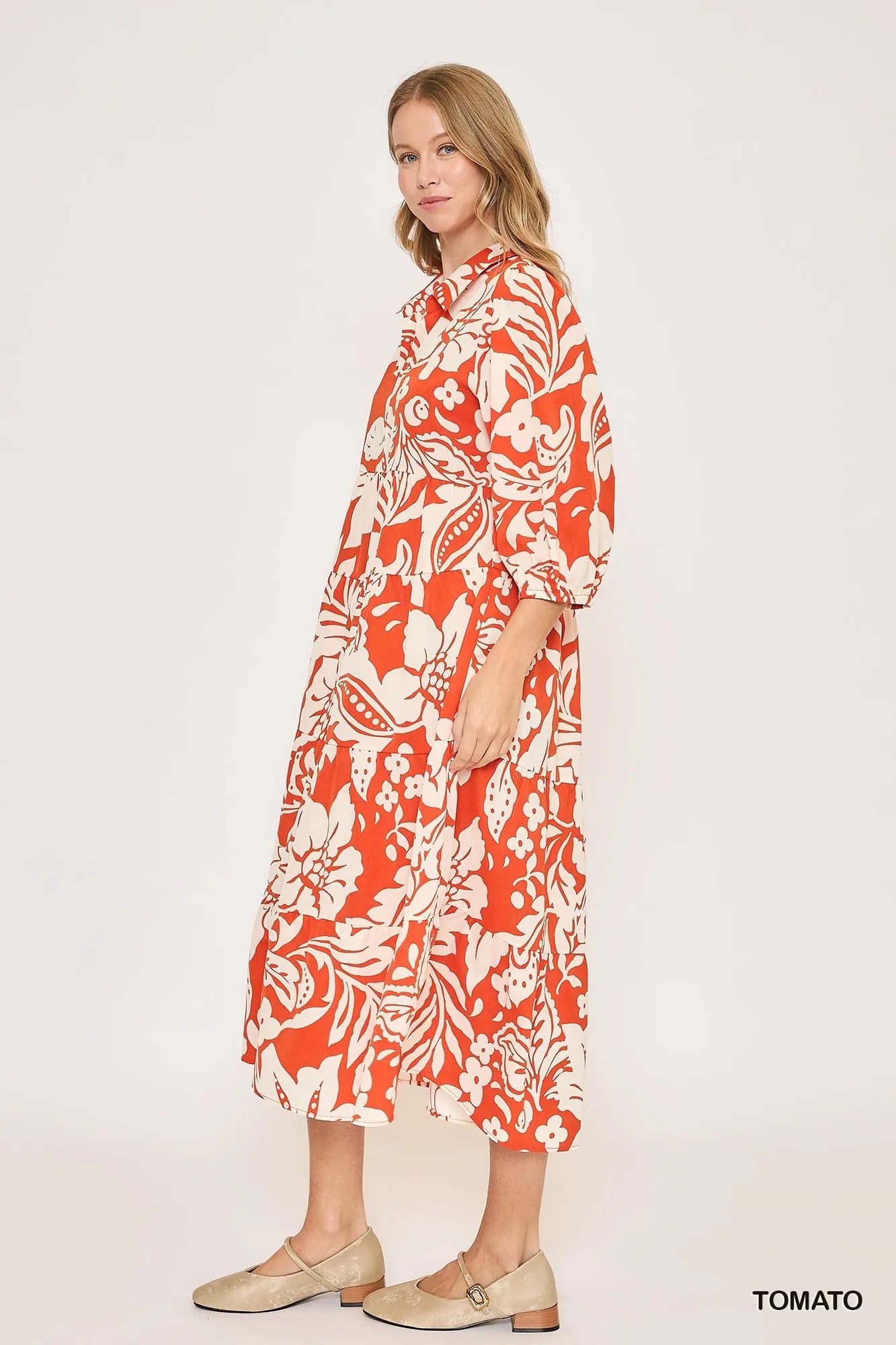 Boho Floral Print Midi Dress – Tiered & Lightweight - Alwesbo Fashion