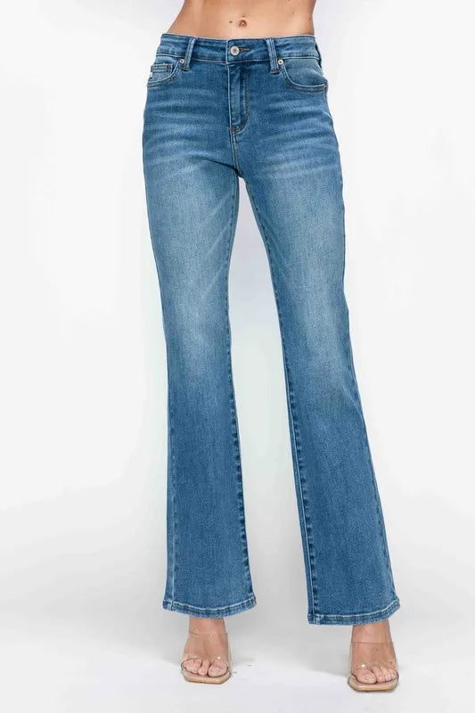 bytos Full Size Cat's Whiskers Mid Rise Bootcut Jeans - Alwesbo Fashion