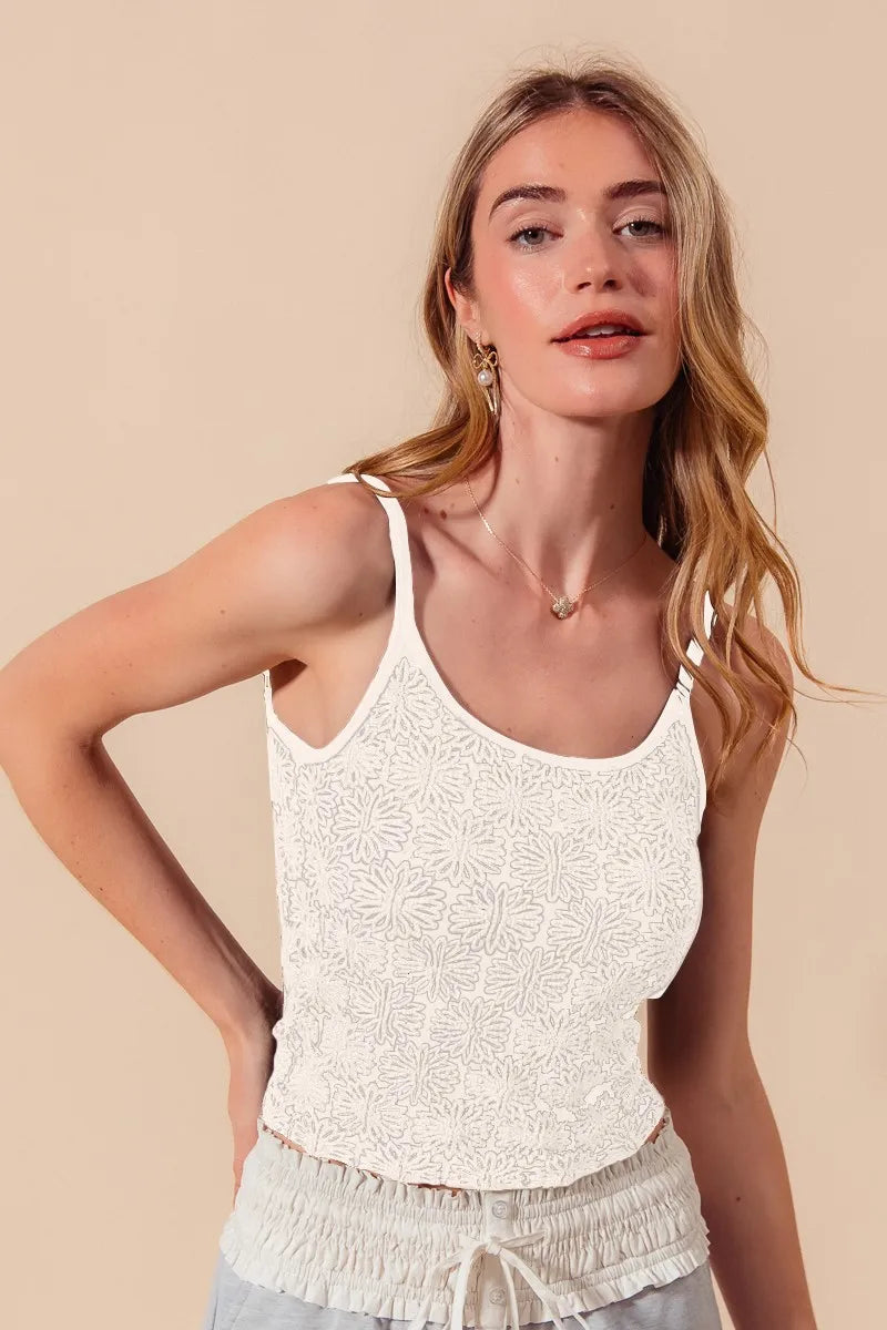 SO ME Two Tone Floral Seamless Tank Top - Alwesbo Fashion