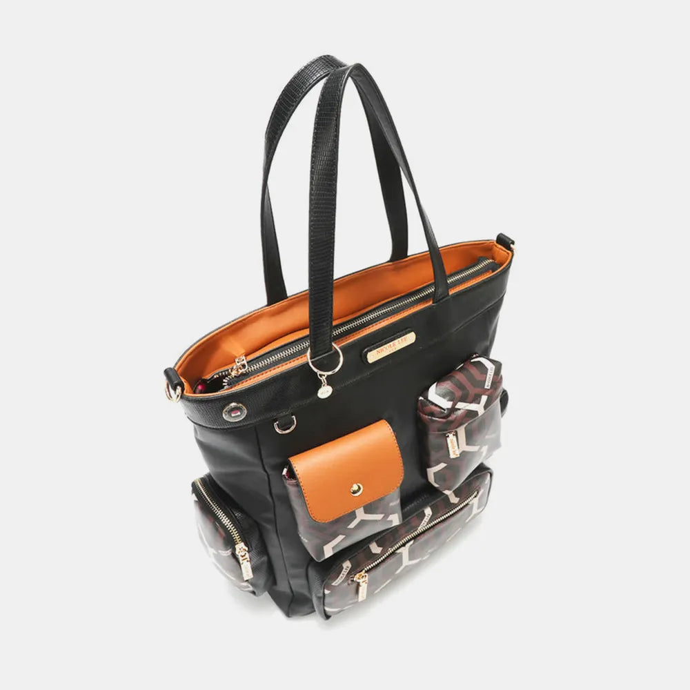 Nicole Lee USA Geometric Pattern Tote Bag - Alwesbo Fashion
