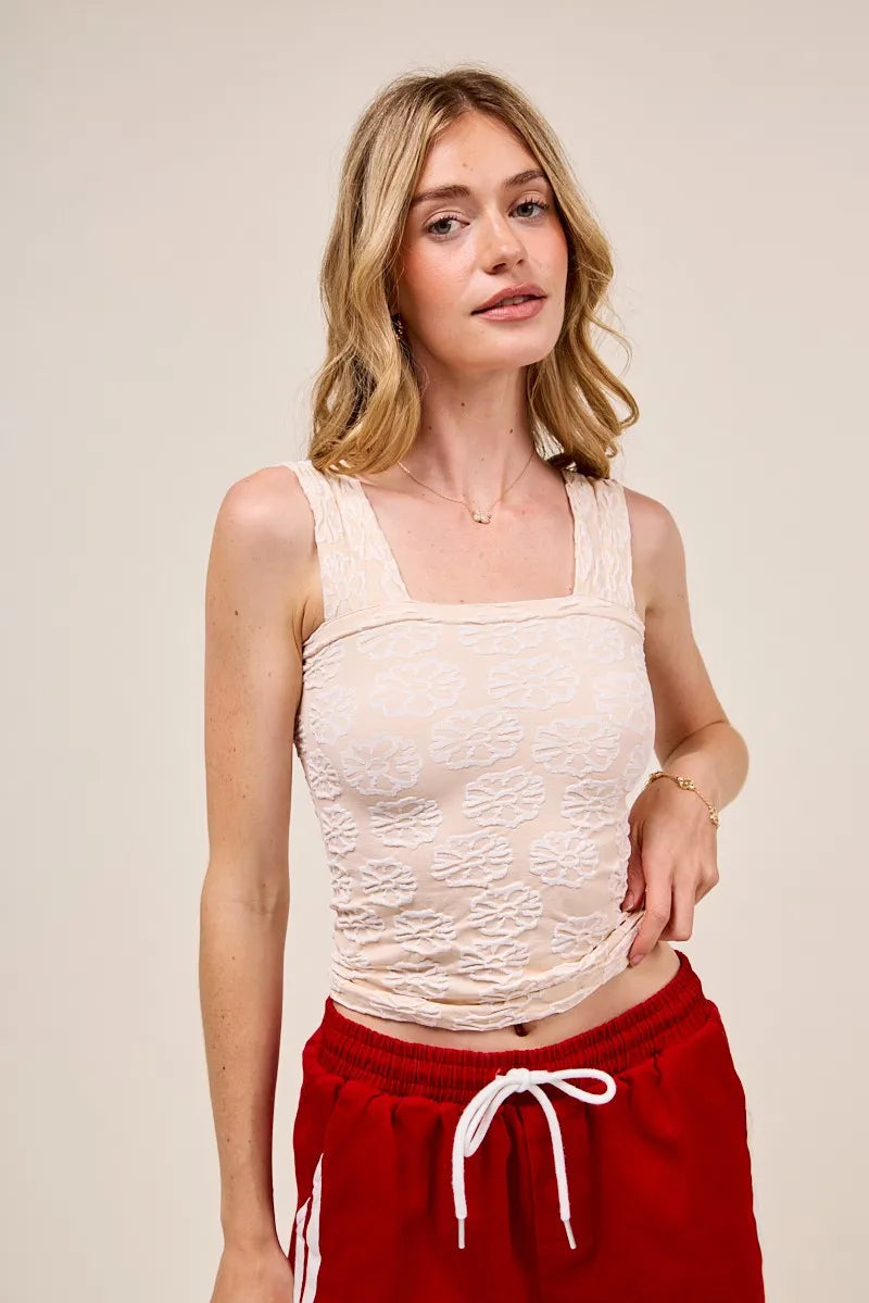 SO ME Two Tone Floral Seamless Tank Top - Alwesbo Fashion