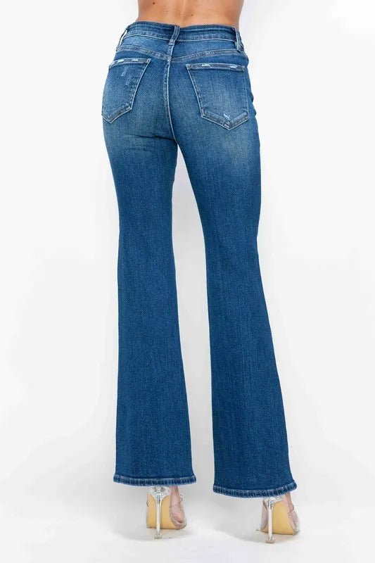 bytos Full Size High Rise Bootcut Jeans with Pockets - Alwesbo Fashion