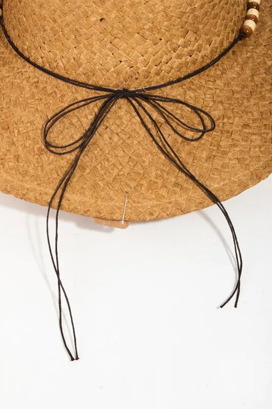 Western Cowboy Hat with Beaded Cowrie Shell Details - Alwesbo Fashion