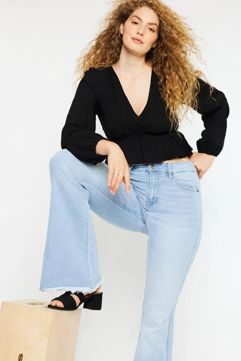 Kancan High Rise Curvy Flare Jeans - Alwesbo Fashion