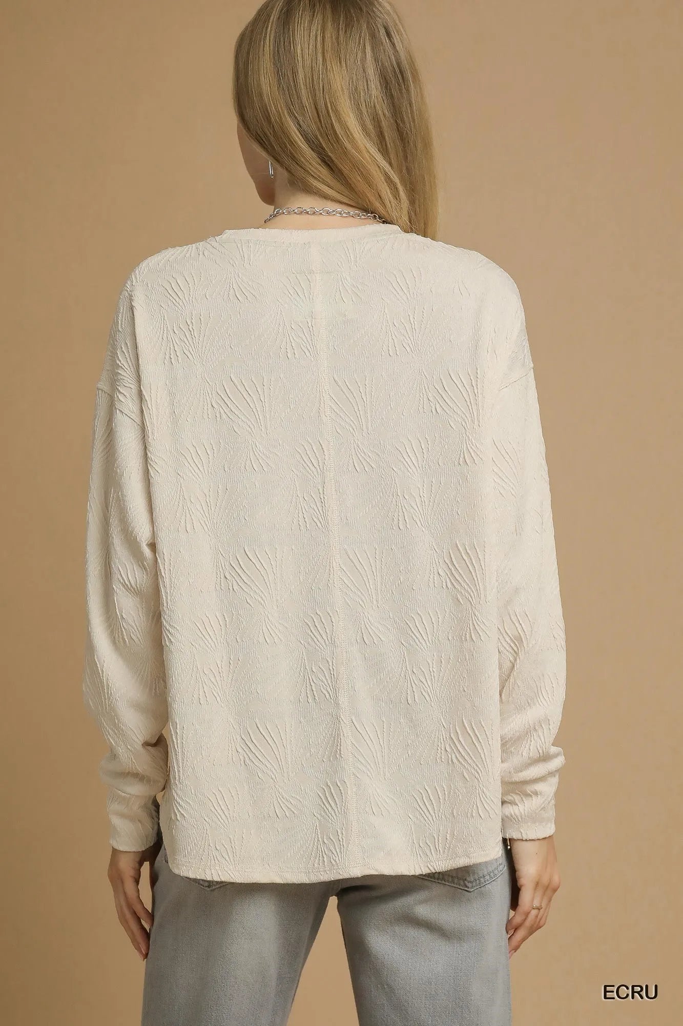 Textured Knit Long Sleeve Top for Women - Alwesbo Fashion