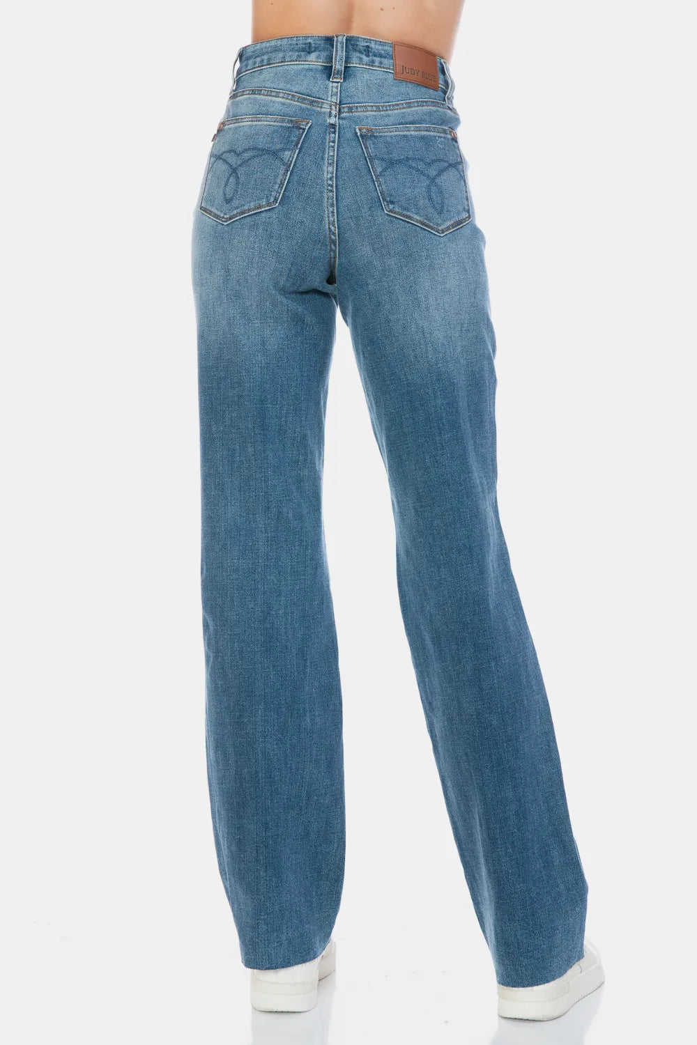 Judy Blue Full Size Tummy Control Cut Raw Hem Straight Jeans - Alwesbo Fashion