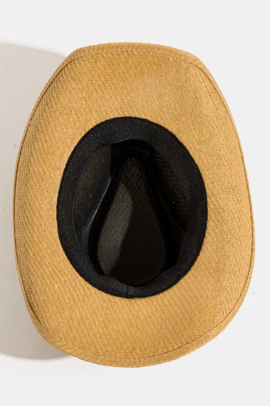 Fame Studded Bull Head Strap Straw Western Cowboy Hat - Alwesbo Fashion