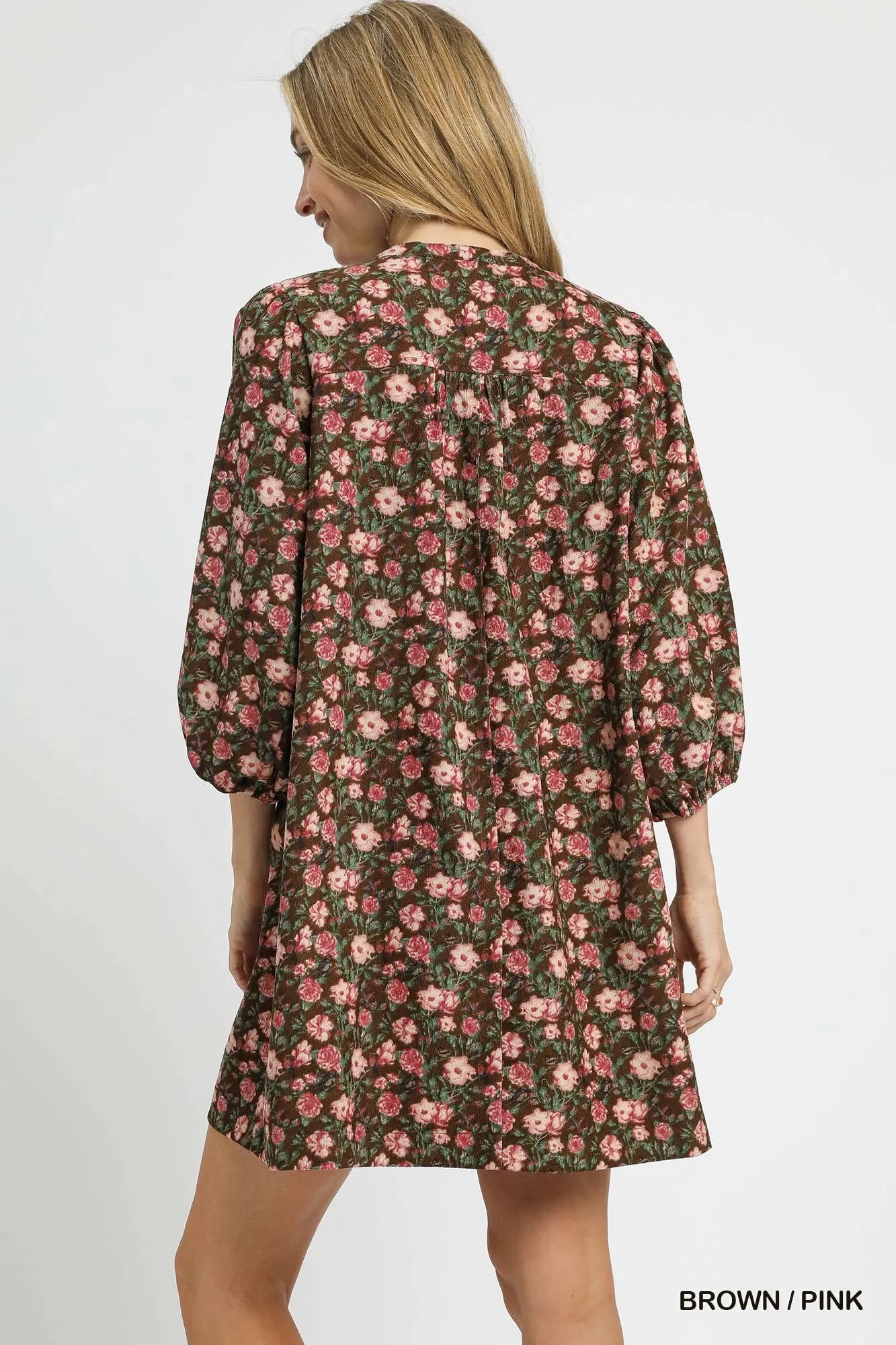 Boho Floral Babydoll Dress with Tie-Neck - Alwesbo Fashion