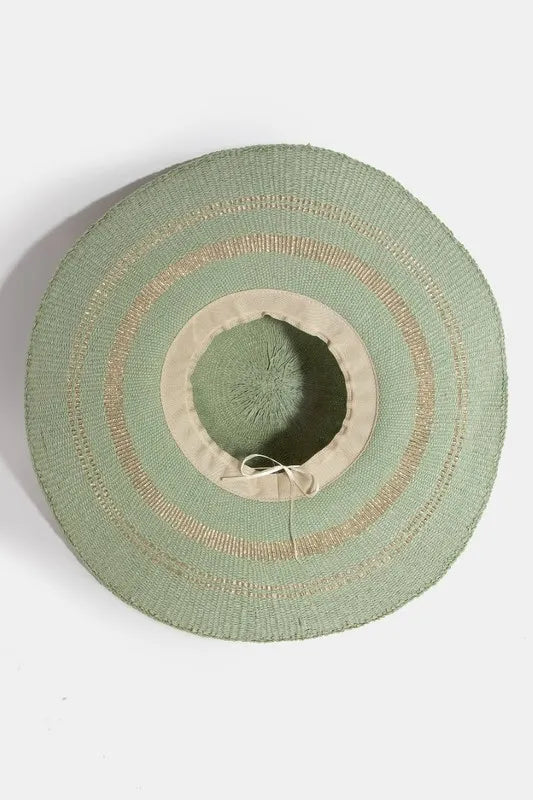 Fame Metallic Accent Trim Floppy Sun Hat - Alwesbo Fashion
