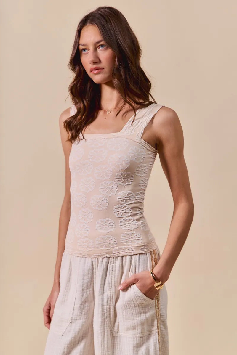SO ME Two Tone Floral Seamless Tank Top - Alwesbo Fashion