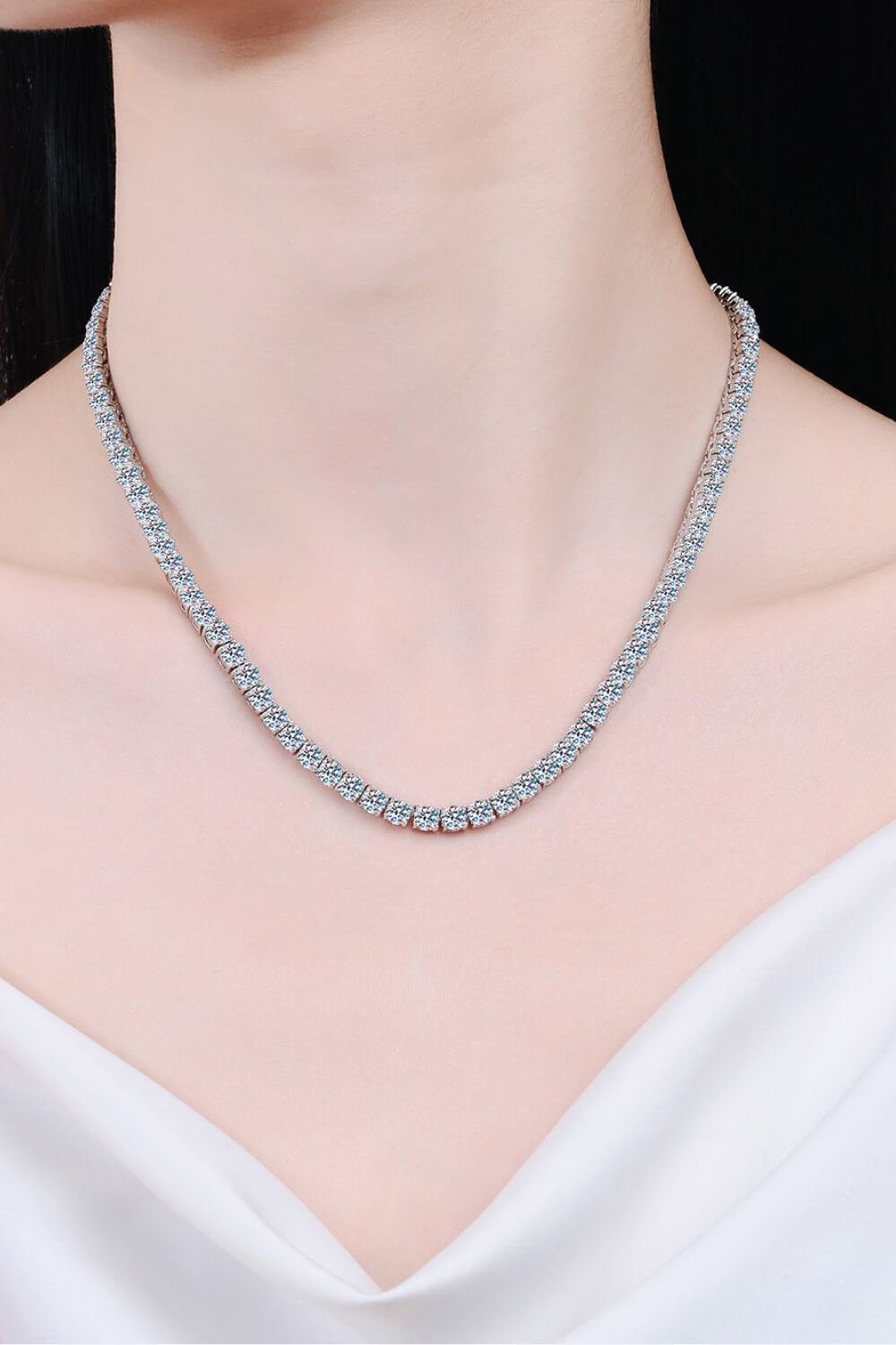 Moissanite Rhodium-Plated Sparkling Necklace for Women - Alwesbo Fashion