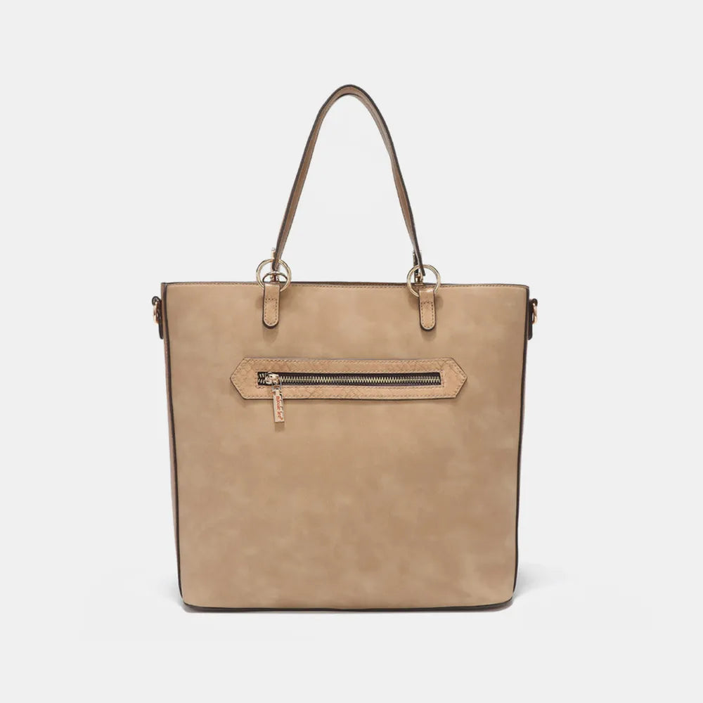 Nicole Lee USA Metallic Stitching Embroidery Inlaid Rhinestone Tote Bag - Alwesbo Fashion