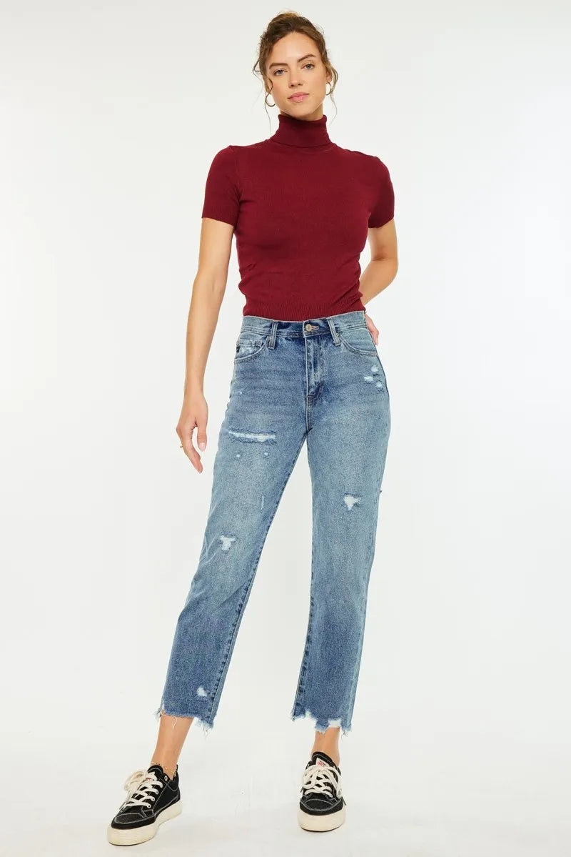 Classic Slim Straight High Waist Jeans - Alwesbo Fashion