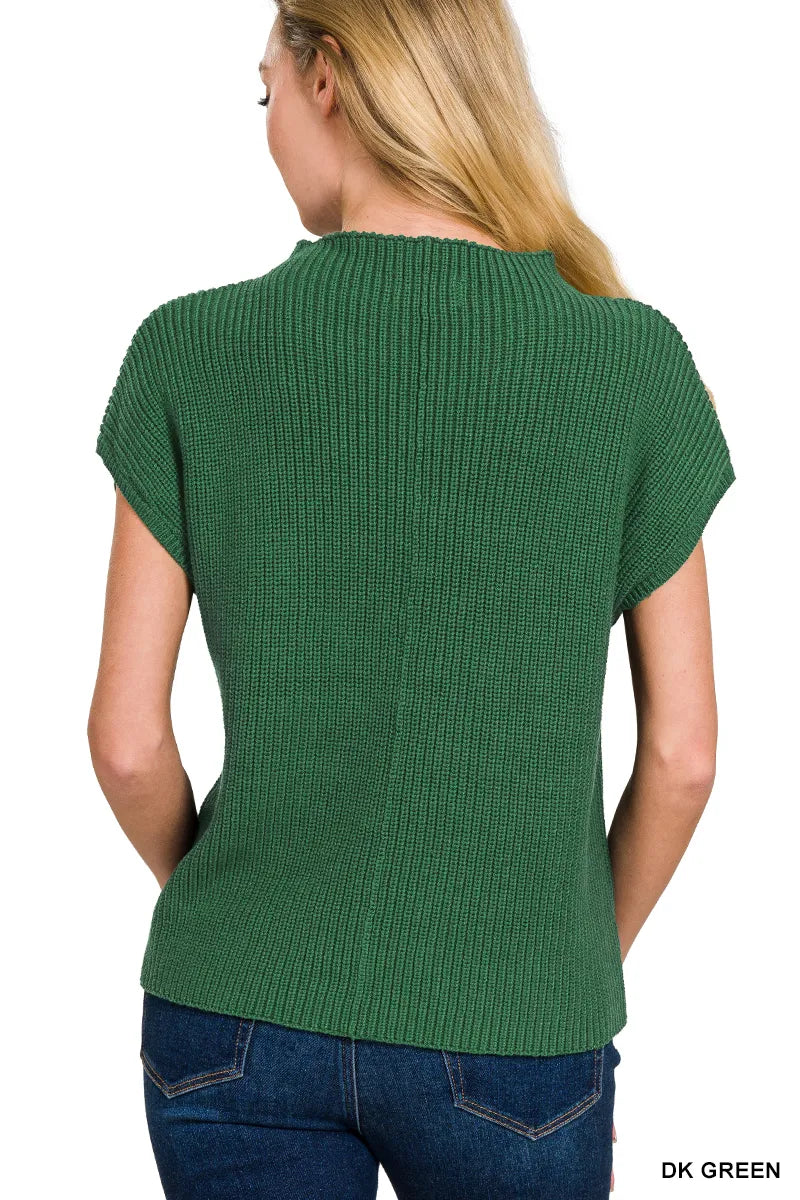 Mock Neck Short Sleeve Sweater for Women - Alwesbo Fashion