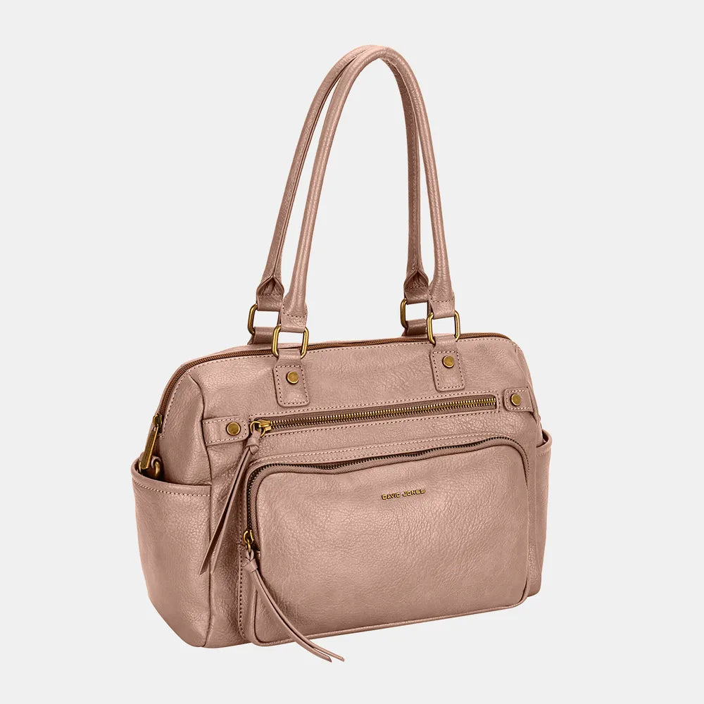 David Jones Zipper PU Leather Handbag - Alwesbo Fashion