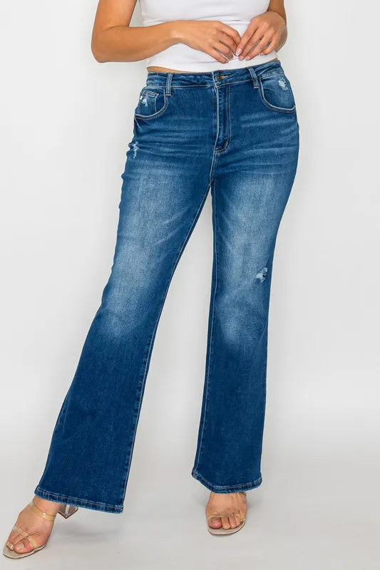 bytos Full Size High Rise Bootcut Jeans with Pockets - Alwesbo Fashion
