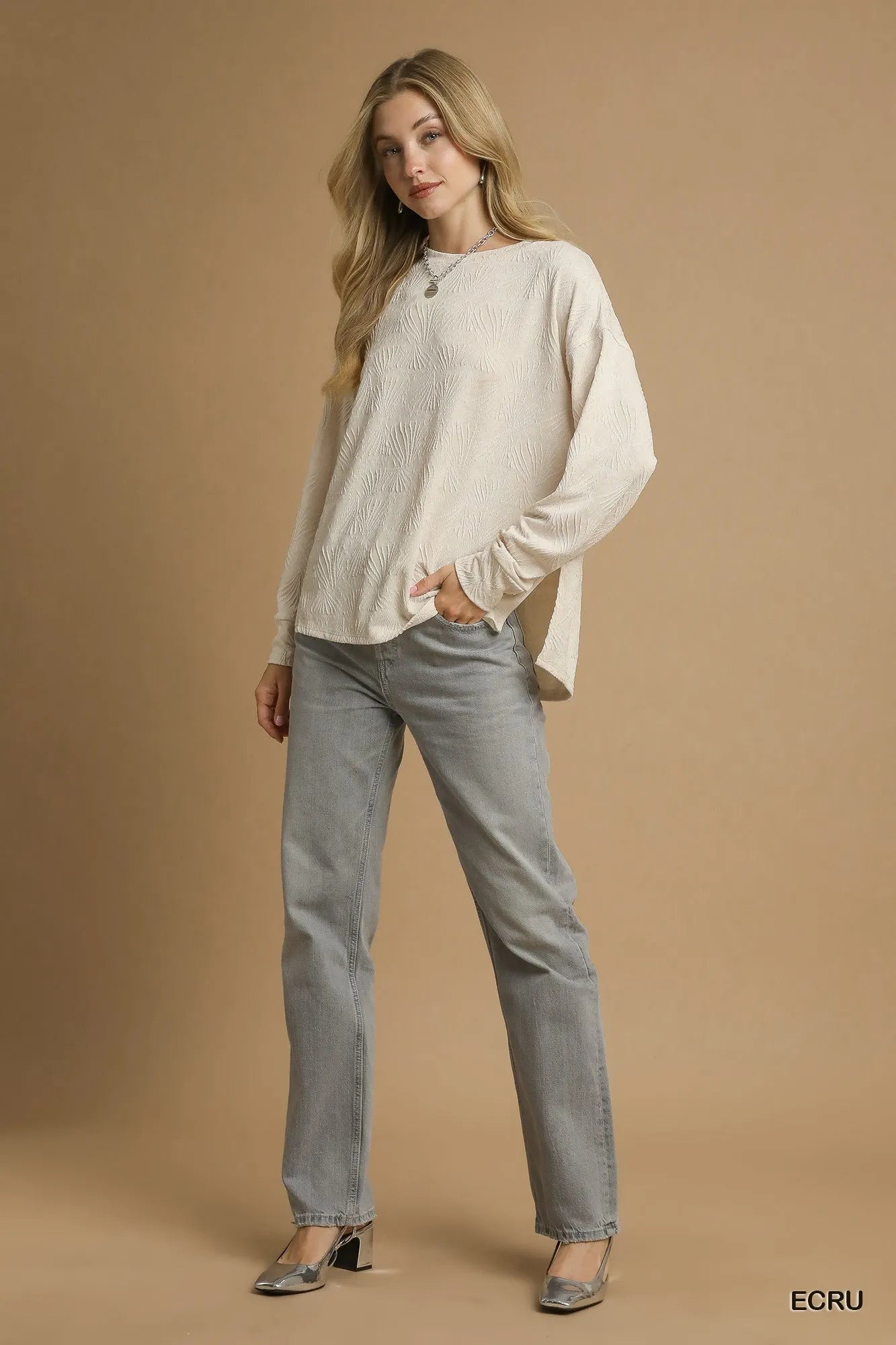 Textured Knit Long Sleeve Top for Women - Alwesbo Fashion