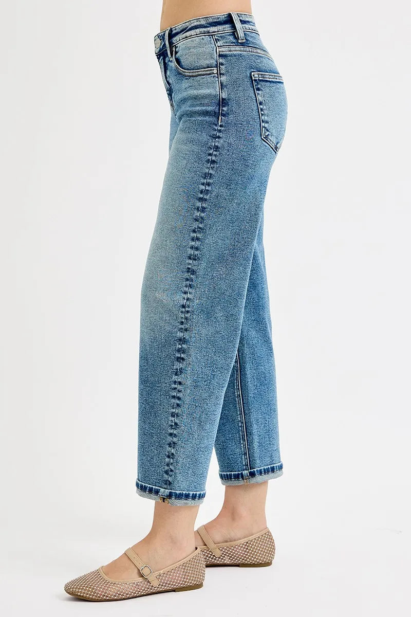 Trendy Crop Boyfriend Jeans with High Waist – Plus Size Fit - Alwesbo Fashion