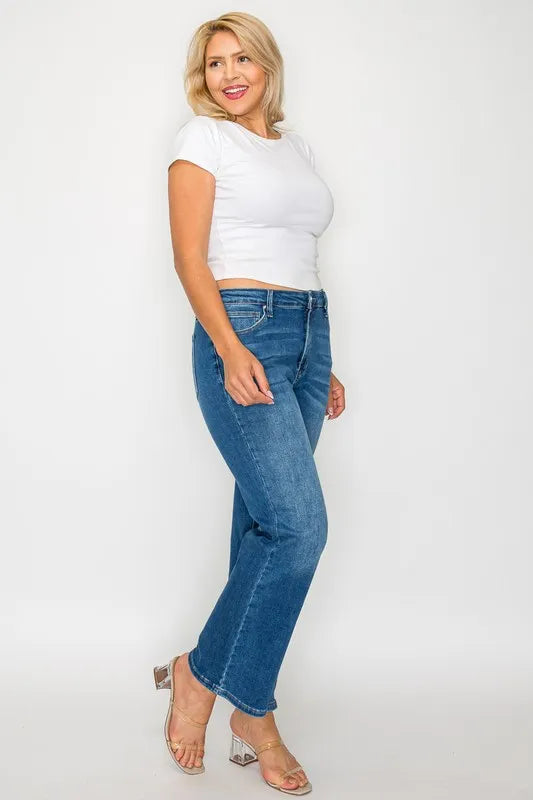 bytos Full Size Cat's Whiskers Mid Rise Ankle Jeans - Alwesbo Fashion