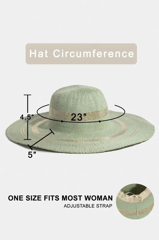 Fame Metallic Accent Trim Floppy Sun Hat - Alwesbo Fashion