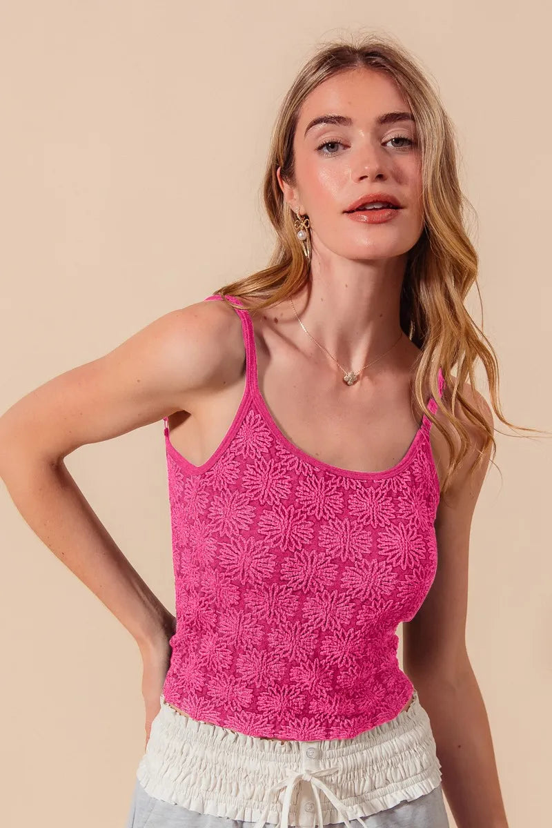 SO ME Two Tone Floral Seamless Tank Top - Alwesbo Fashion