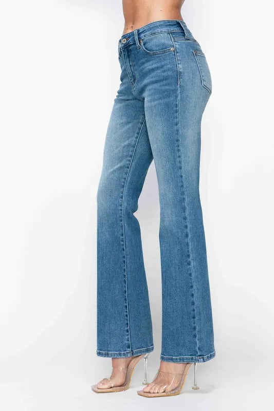 bytos Full Size Cat's Whiskers Mid Rise Bootcut Jeans - Alwesbo Fashion