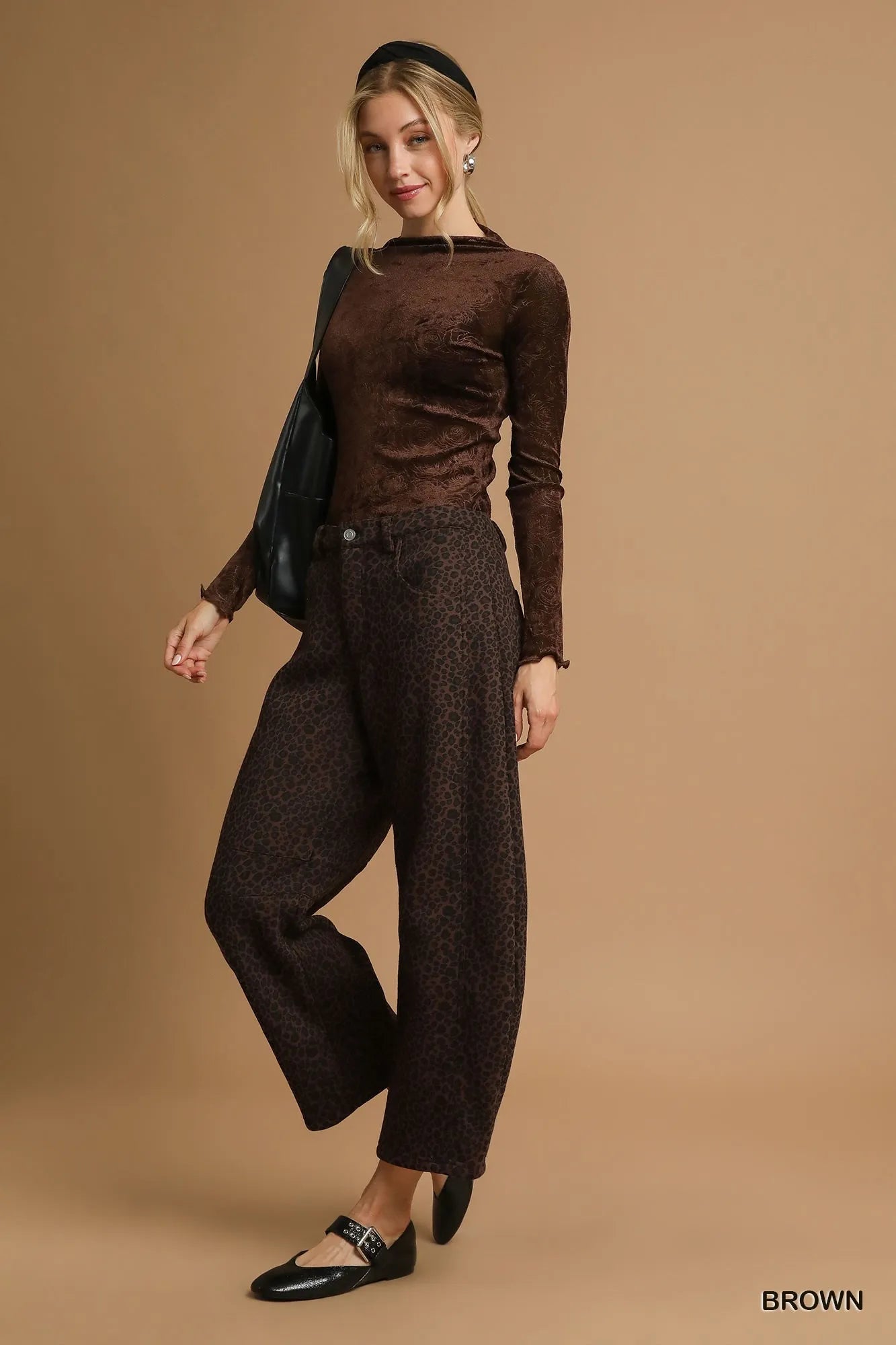 Umgee Leopard Print Wide Leg Pants - Alwesbo Fashion