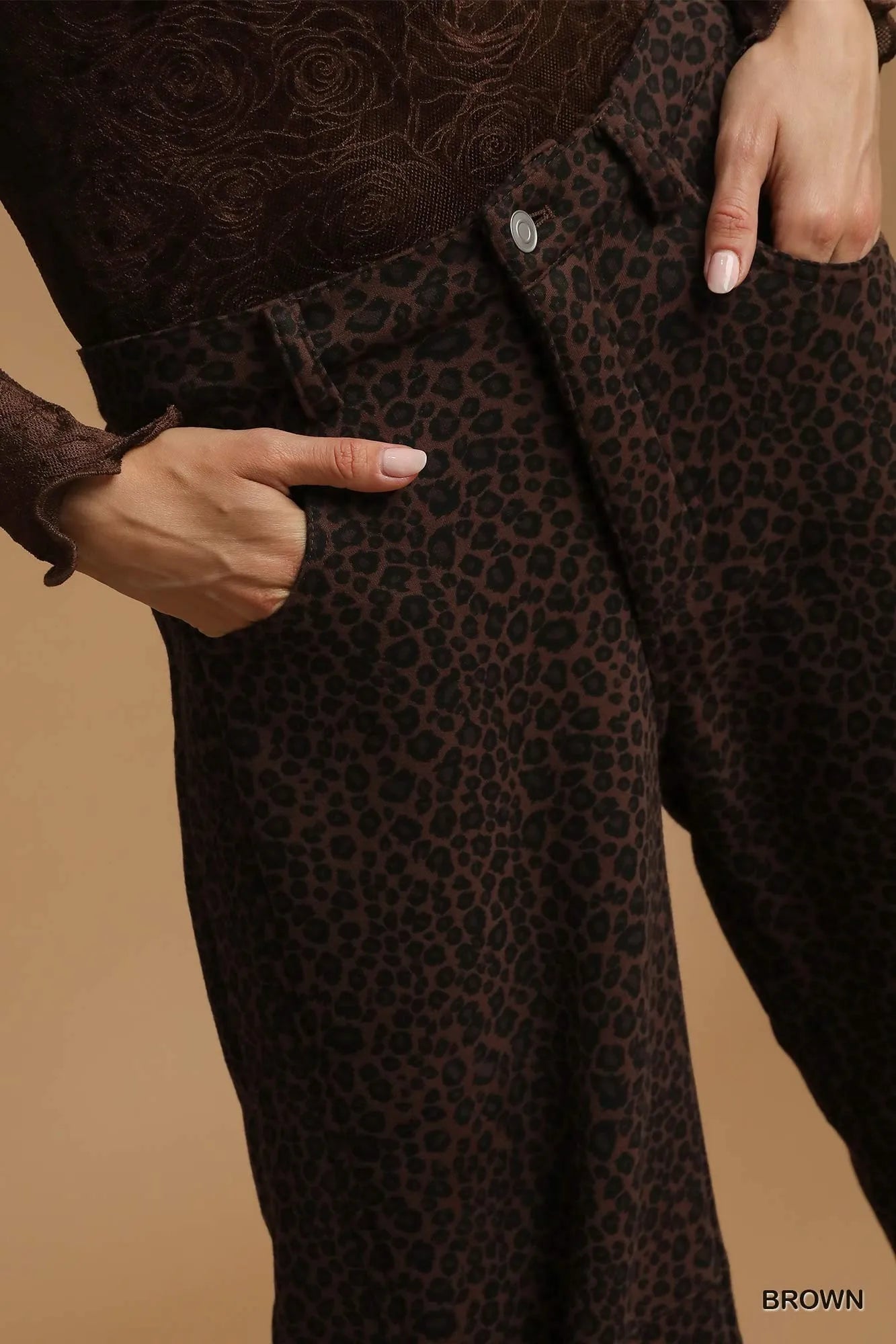 Umgee Leopard Print Wide Leg Pants - Alwesbo Fashion