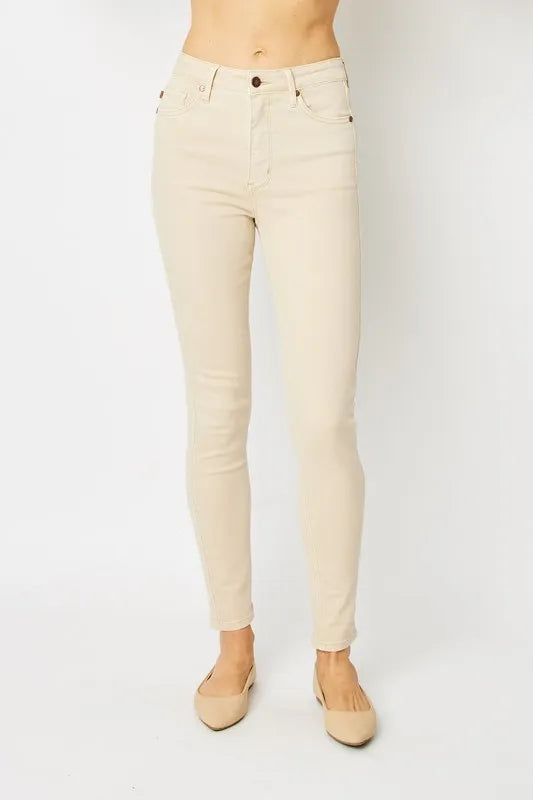 Judy Blue Full Size Garment Dyed Tummy Control Skinny Jeans - Alwesbo Fashion