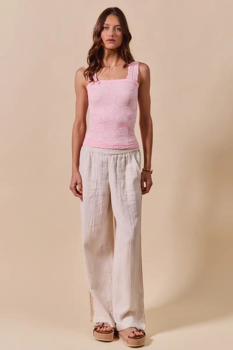 SO ME Two Tone Floral Seamless Tank Top - Alwesbo Fashion