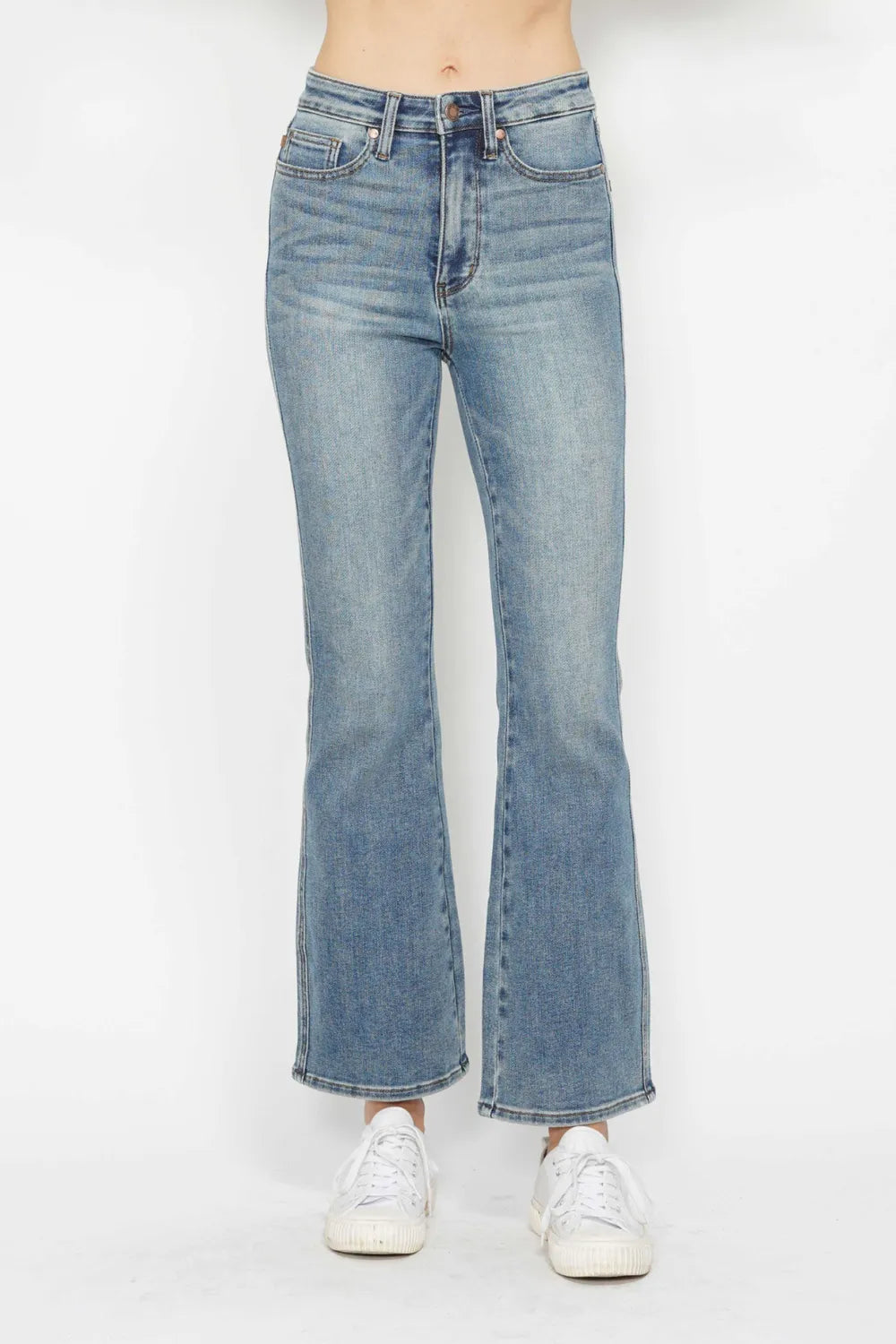 Judy Blue Full Size Tummy Control Back Embroidered Pocketed Bootcut Jeans Plus Size - Alwesbo Fashion