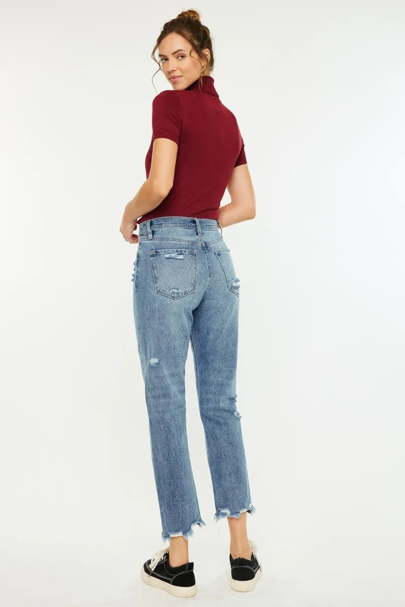 Classic Slim Straight High Waist Jeans - Alwesbo Fashion