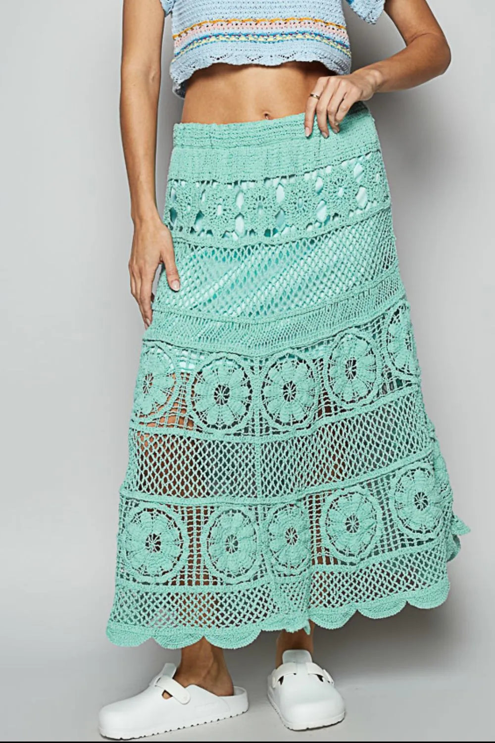 POL Lace Tiered Midi Skirt - Alwesbo Fashion