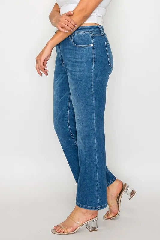 bytos Full Size Cat's Whiskers Mid Rise Ankle Jeans - Alwesbo Fashion