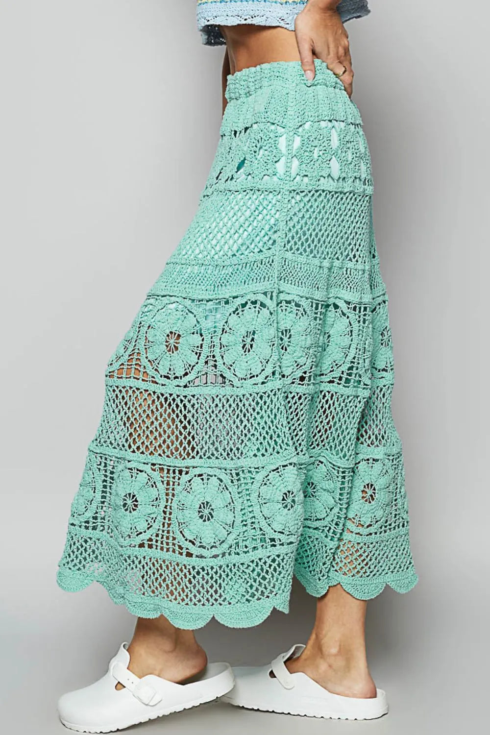 POL Lace Tiered Midi Skirt - Alwesbo Fashion