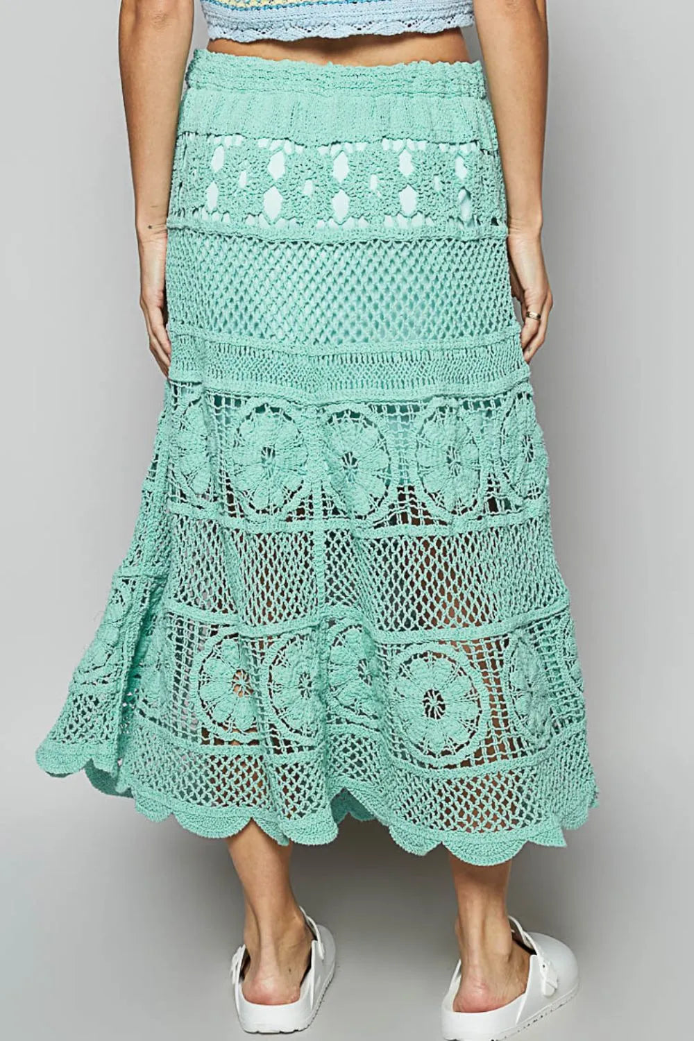 POL Lace Tiered Midi Skirt - Alwesbo Fashion