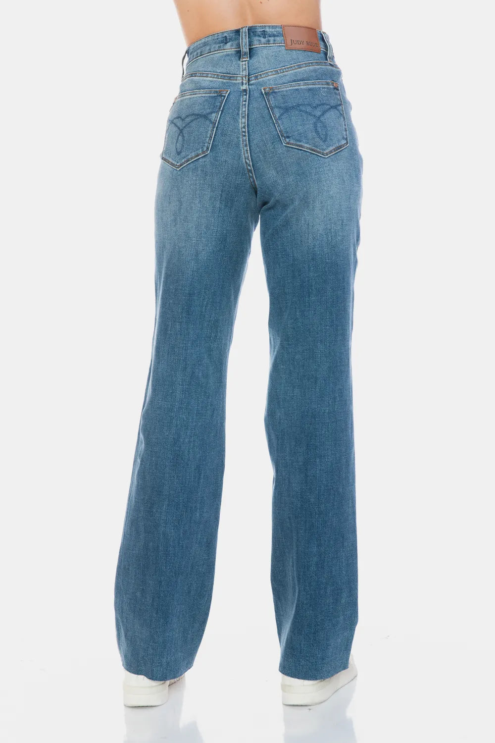 Judy Blue Full Size Tummy Control Cut Raw Hem Straight Jeans - Alwesbo Fashion