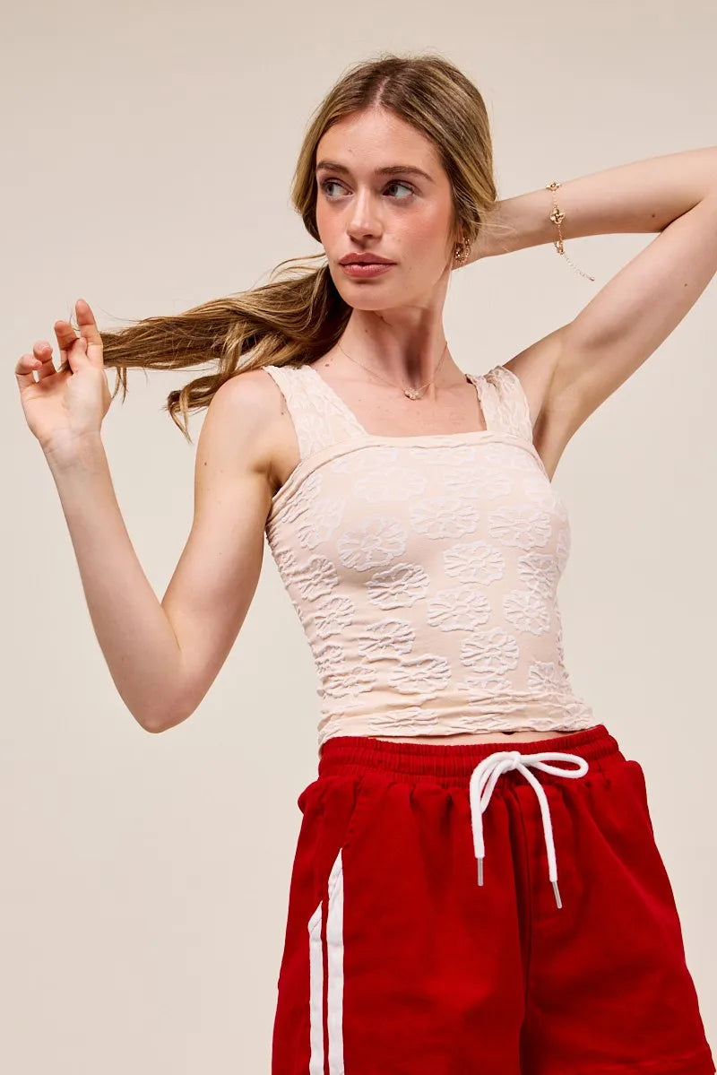 SO ME Two Tone Floral Seamless Tank Top - Alwesbo Fashion