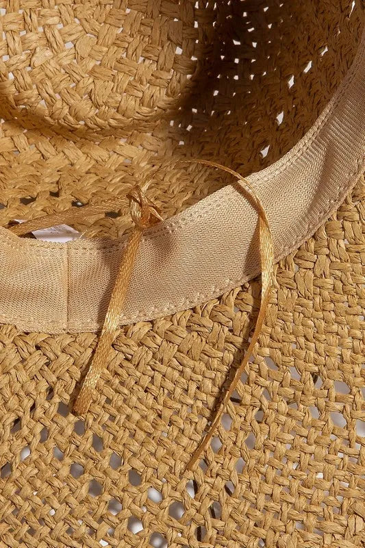 Fame Mixed Beaded Strap Western Fedora Straw Hat - Alwesbo Fashion
