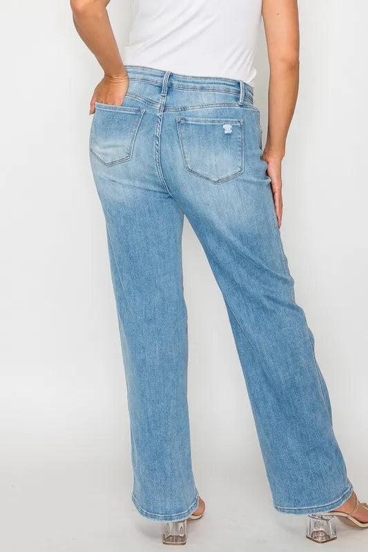 bytos Full Size Distressed High Rise Straight Jeans - Alwesbo Fashion