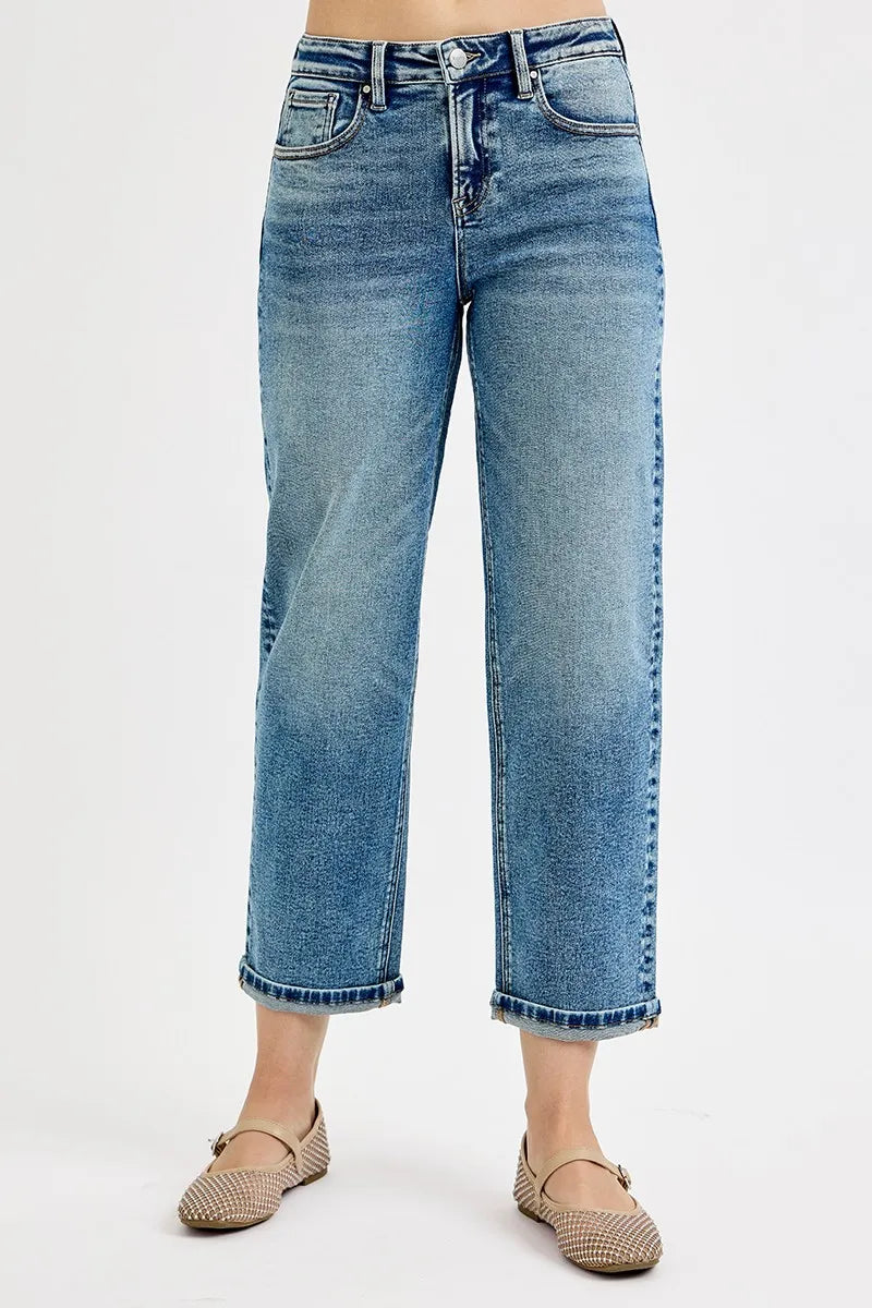 Trendy Crop Boyfriend Jeans with High Waist – Plus Size Fit - Alwesbo Fashion