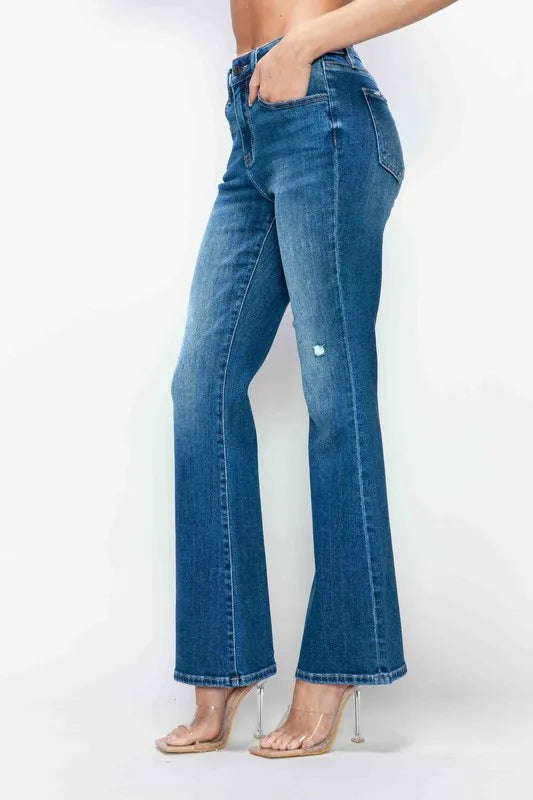 bytos Full Size High Rise Bootcut Jeans with Pockets - Alwesbo Fashion