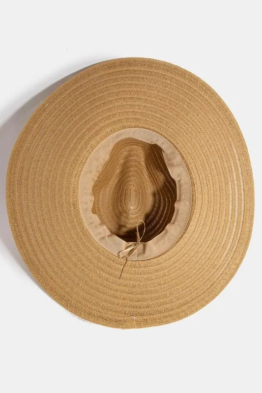 Fame Shell Beaded Wide Brim Straw Hat - Alwesbo Fashion