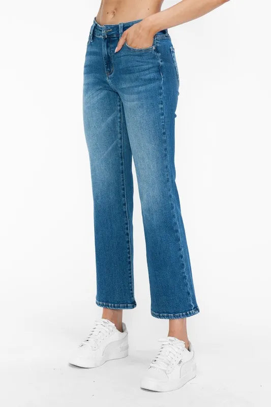 bytos Full Size Cat's Whiskers Mid Rise Ankle Jeans - Alwesbo Fashion