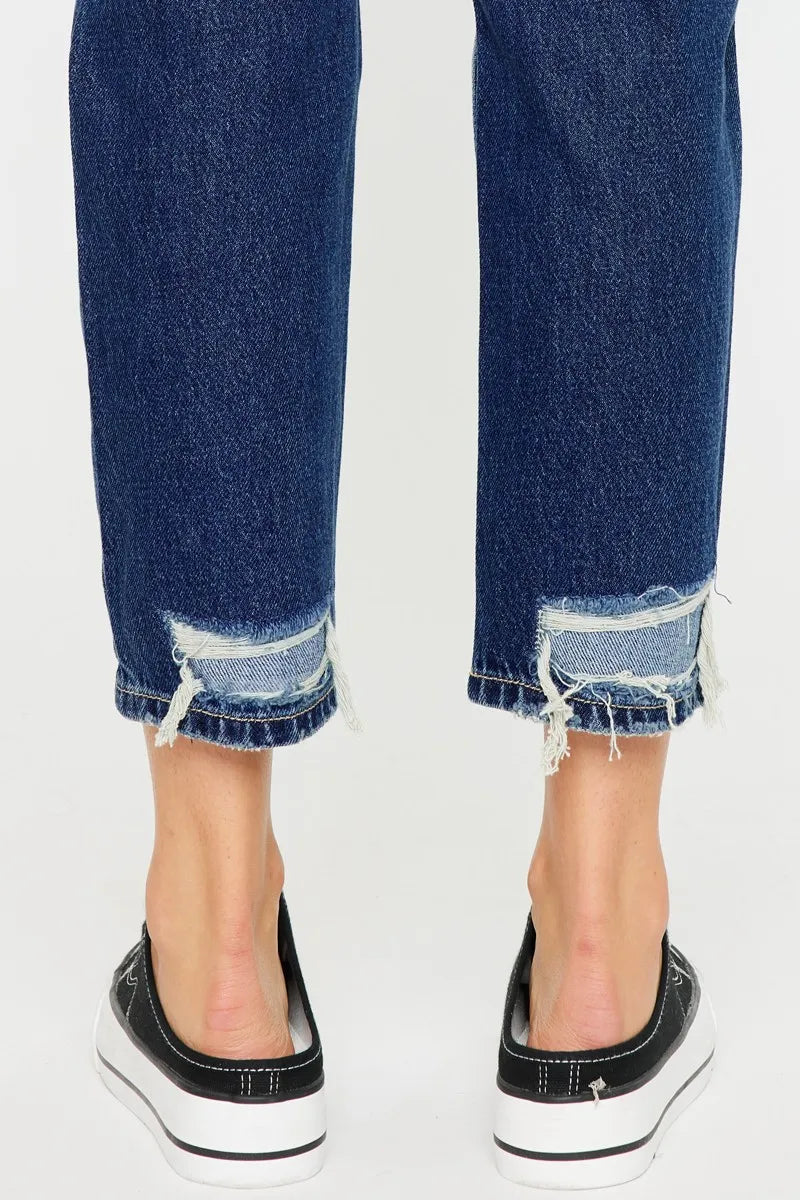 Kancan High Rise Distressed Mom Fit Jeans - Alwesbo Fashion