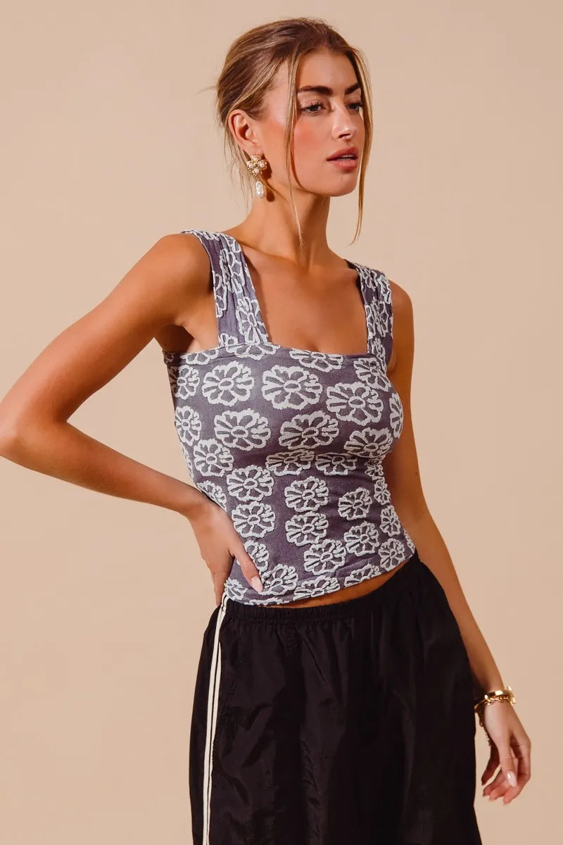 SO ME Two Tone Floral Seamless Tank Top - Alwesbo Fashion