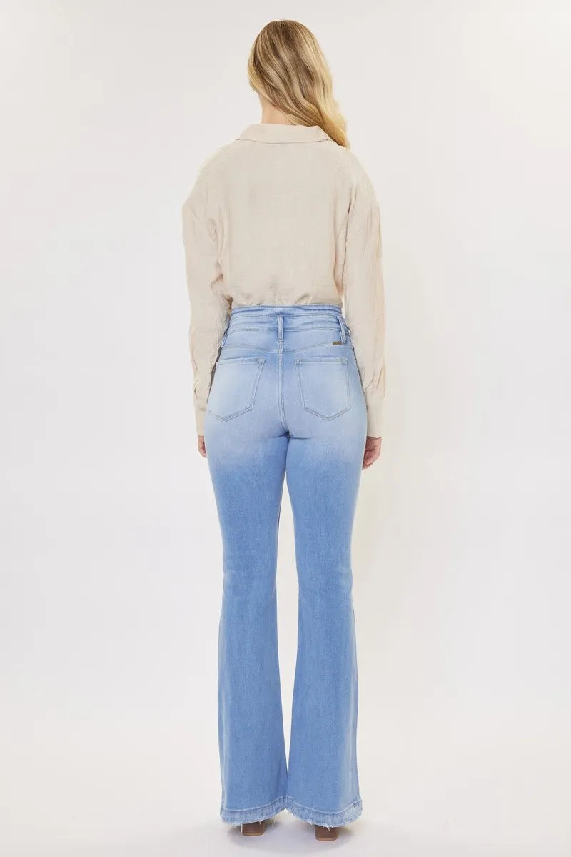 Curvy Fit High Rise Flare Jeans for Women - Alwesbo Fashion